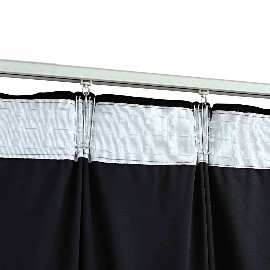 Tende Oscuranti con Ganci 2 pz Nere in Velluto 140x245 cm