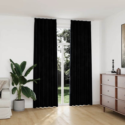 Tende Oscuranti con Ganci 2 pz Nere in Velluto 140x245 cm | homemem39