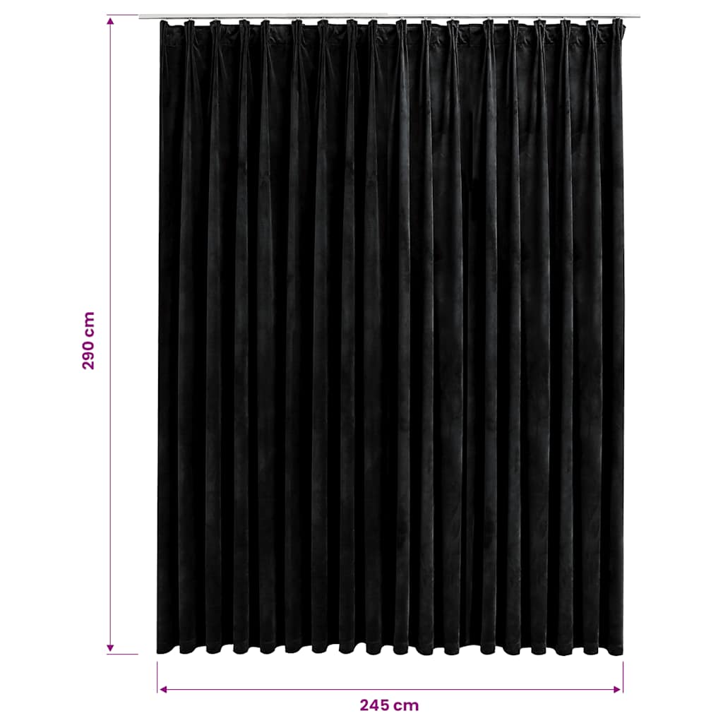 Tenda Oscurante con Ganci Nera in Velluto 290x245 cm | homemem39