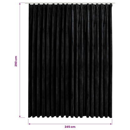 Tenda Oscurante con Ganci Nera in Velluto 290x245 cm