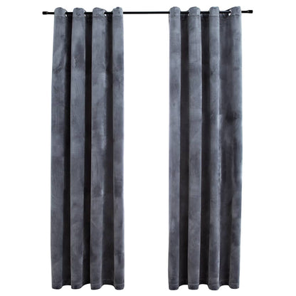 Tende Oscuranti con Anelli 2 pz Antracite in Velluto 140x175 cm | homemem39