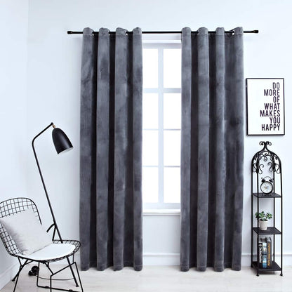 Tende Oscuranti con Anelli 2 pz Antracite in Velluto 140x175 cm | homemem39