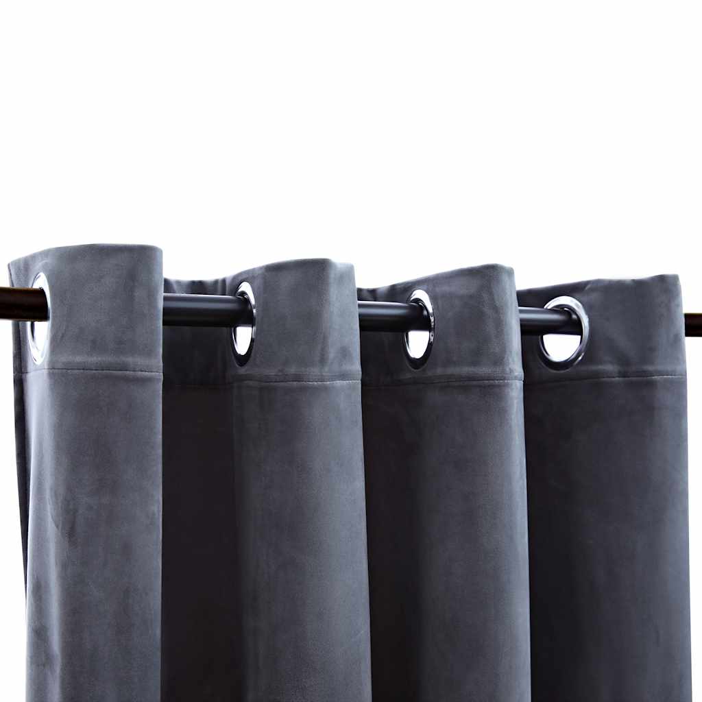 Tende Oscuranti con Anelli 2 pz Antracite in Velluto 140x225 cm | homemem39