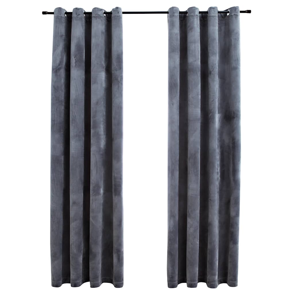Tende Oscuranti con Anelli 2 pz Antracite in Velluto 140x245 cm | homemem39