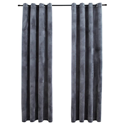 Tende Oscuranti con Anelli 2 pz Antracite in Velluto 140x245 cm | homemem39