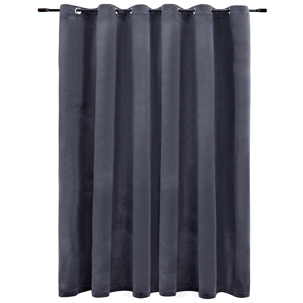 Tenda Oscurante Anelli in Metallo Velluto Antracite 290x245 cm | homemem39