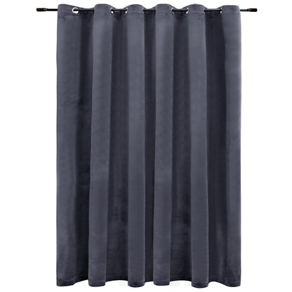 Tenda Oscurante Anelli in Metallo Velluto Antracite 290x245 cm | homemem39