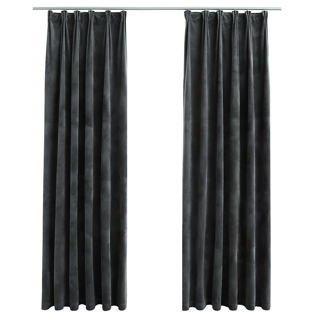 Tende Oscuranti con Ganci 2 pz Antracite in Velluto 140x225 cm | homemem39