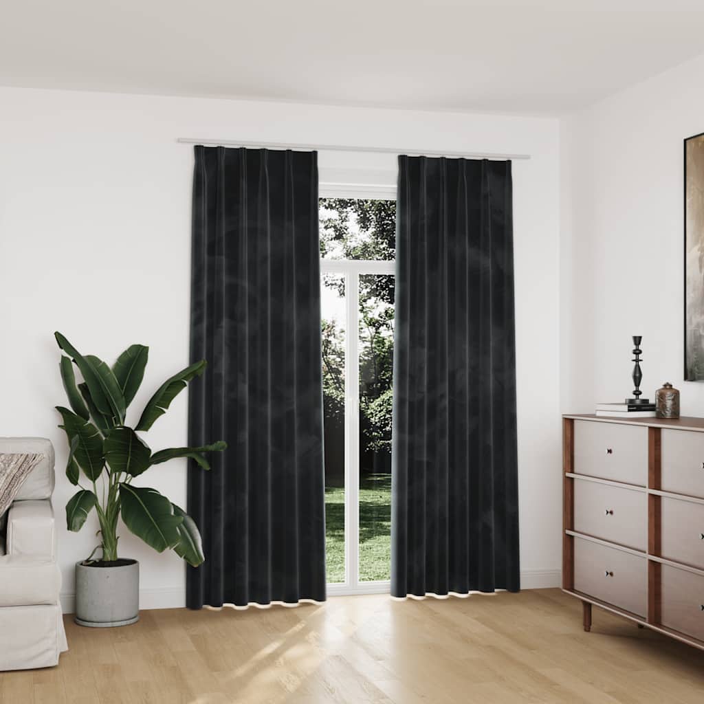 Tende Oscuranti con Ganci 2 pz Antracite in Velluto 140x225 cm | homemem39