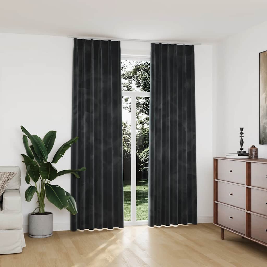 Tende Oscuranti con Ganci 2 pz Antracite in Velluto 140x245 cm | homemem39
