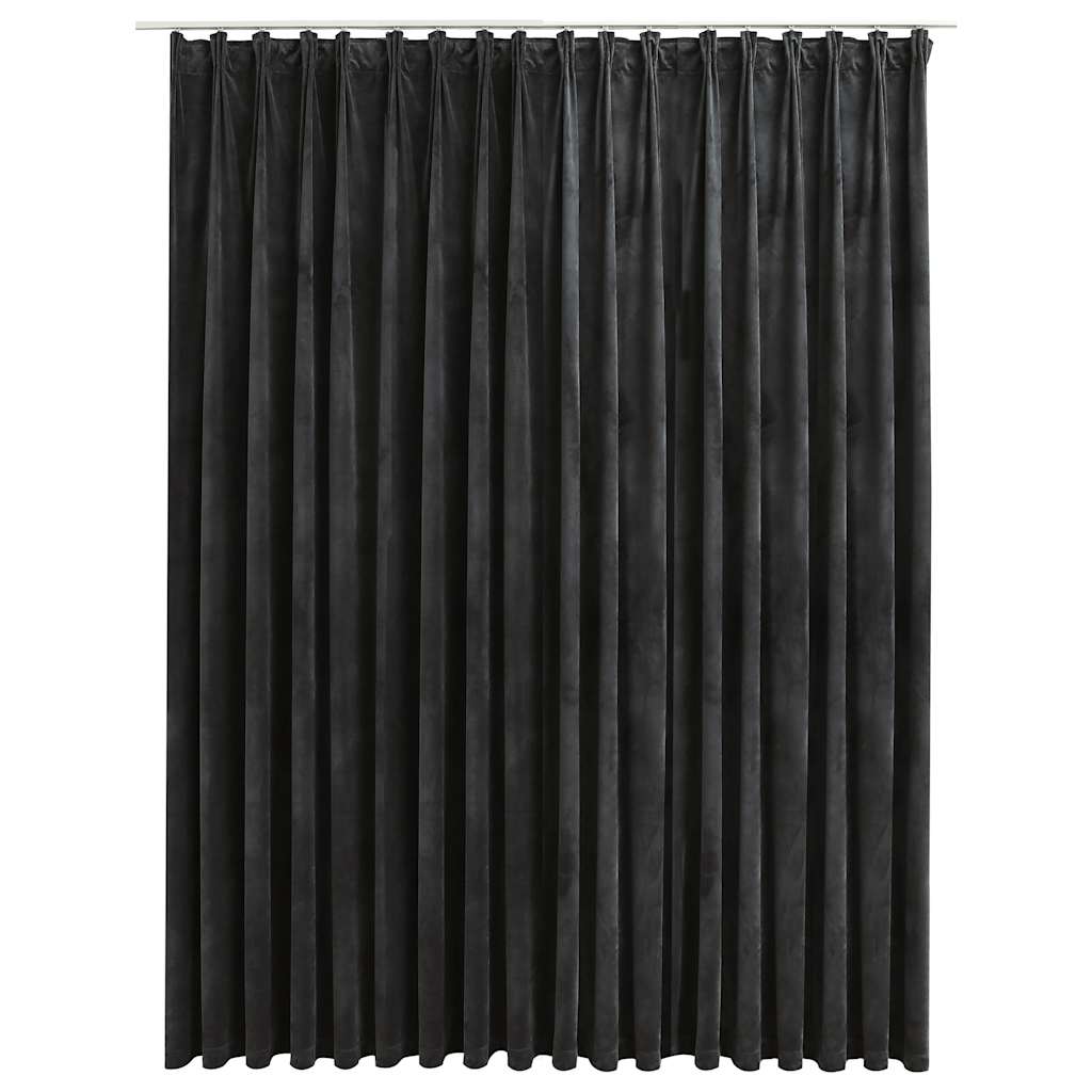 Tenda Oscurante con Ganci in Velluto Antracite 290x245 cm | homemem39