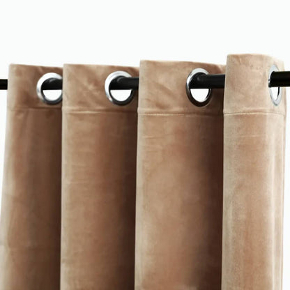 Tende Oscuranti con Anelli 2 pz Beige in Velluto 140x225 cm | homemem39