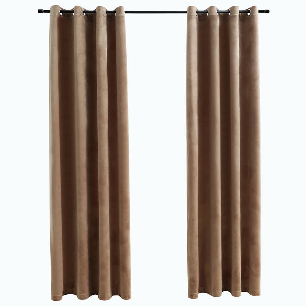 Tende Oscuranti con Anelli 2 pz Beige in Velluto 140x245 cm | homemem39