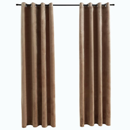 Tende Oscuranti con Anelli 2 pz Beige in Velluto 140x245 cm | homemem39