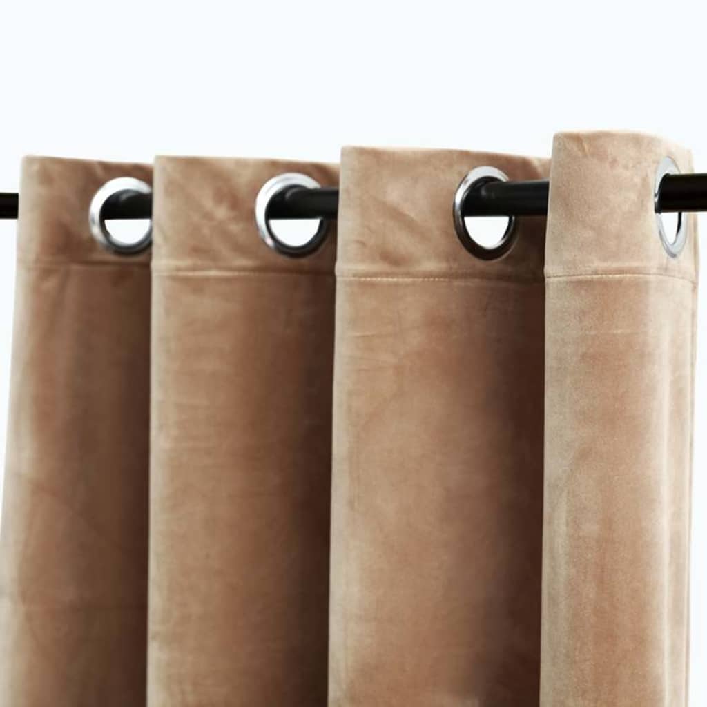 Tende Oscuranti con Anelli 2 pz Beige in Velluto 140x245 cm | homemem39