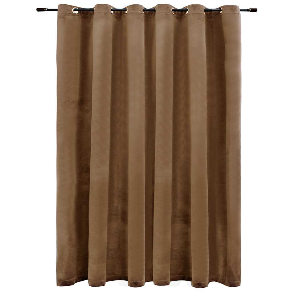 Tenda Oscurante con Anelli in Metallo Velluto Beige 290x245 cm | homemem39