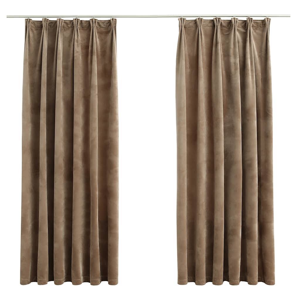 Tende Oscuranti con Ganci 2 pz Beige in Velluto 140x175 cm | homemem39