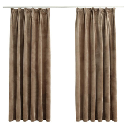 Tende Oscuranti con Ganci 2 pz Beige in Velluto 140x175 cm | homemem39