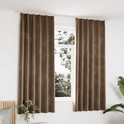 Tende Oscuranti con Ganci 2 pz Beige in Velluto 140x175 cm | homemem39