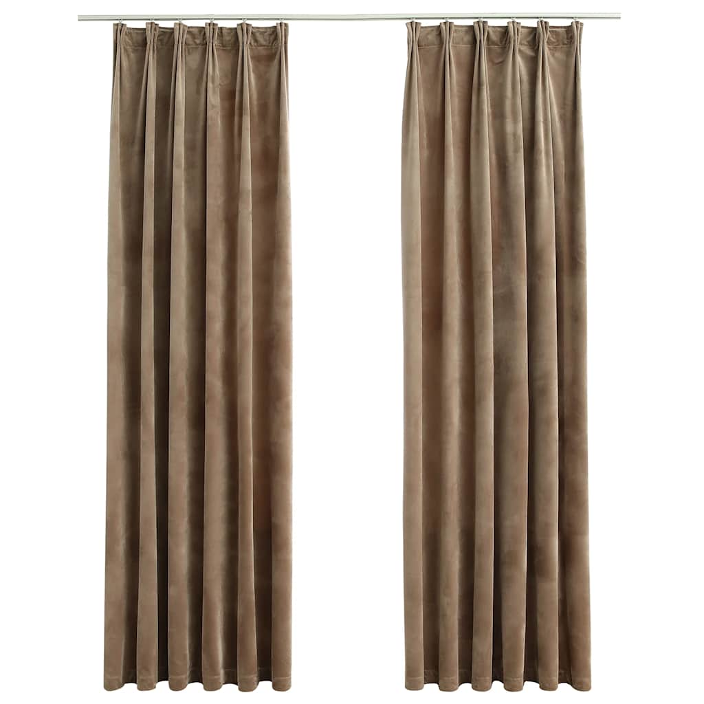 Tende Oscuranti con Ganci 2 pz Beige in Velluto 140x225 cm | homemem39