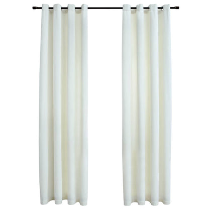 Tende Oscuranti con Anelli 2 pz Crema in Velluto 140x225 cm | homemem39