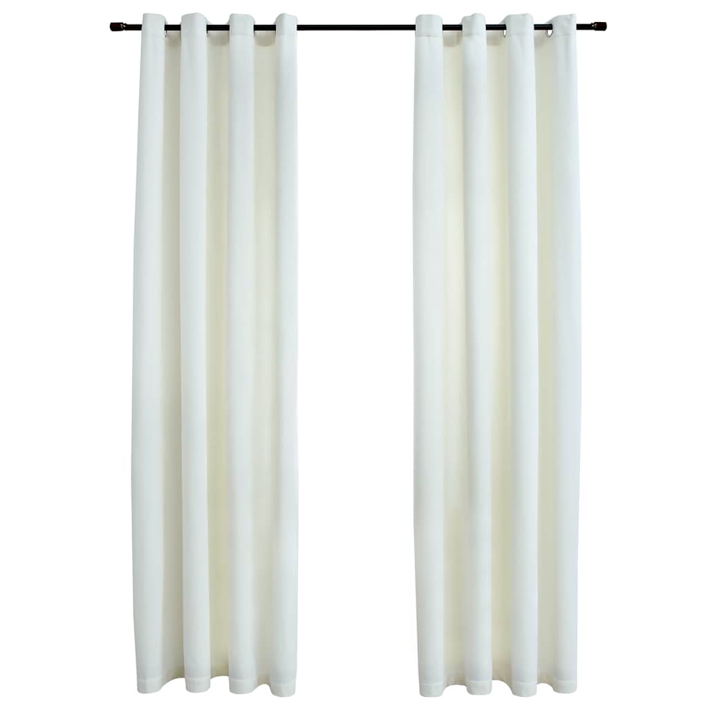Tende Oscuranti con Anelli 2 pz Crema in Velluto 140x245 cm | homemem39