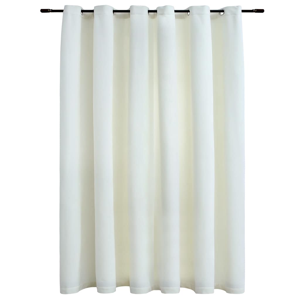 Tenda Oscurante con Anelli in Metallo Velluto Crema 290x245 cm | homemem39