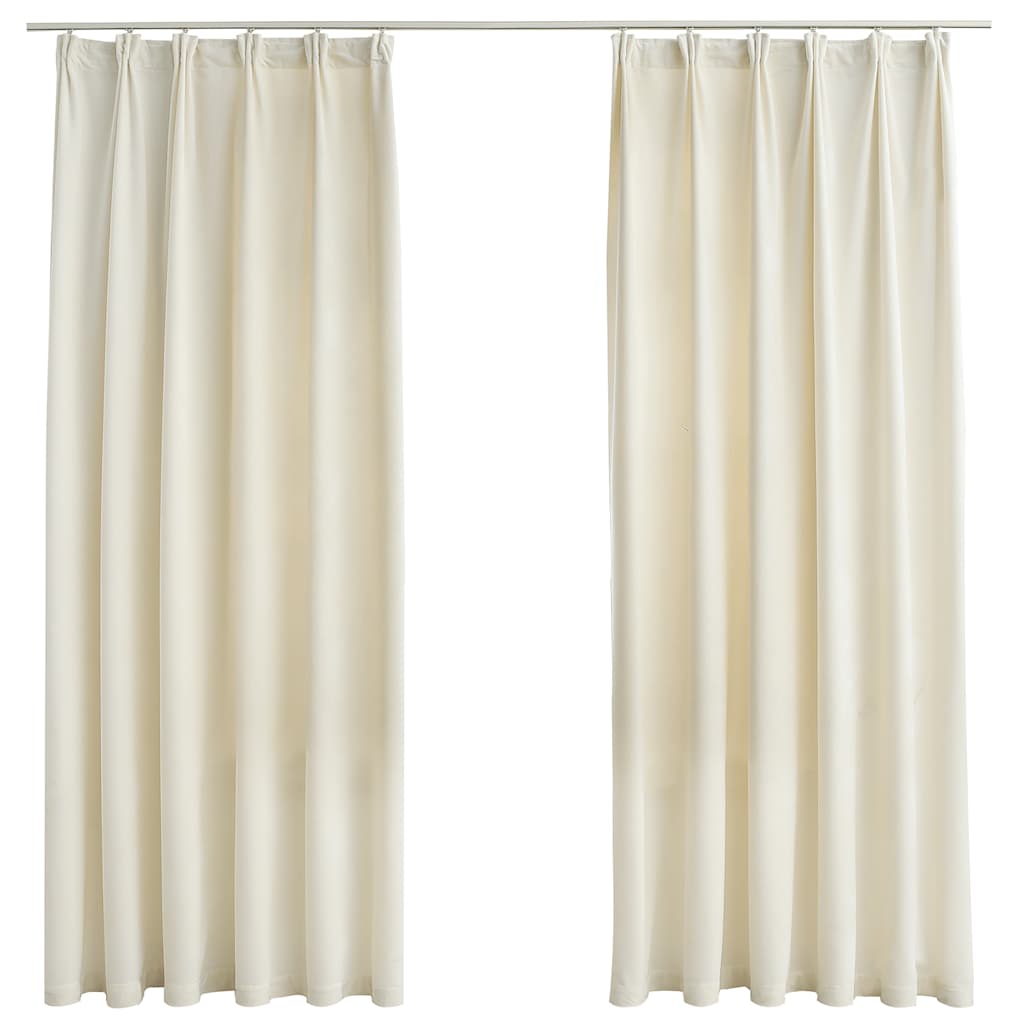 Tende Oscuranti con Ganci 2 pz Crema in Velluto 140x175 cm | homemem39