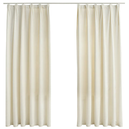 Tende Oscuranti con Ganci 2 pz Crema in Velluto 140x175 cm | homemem39