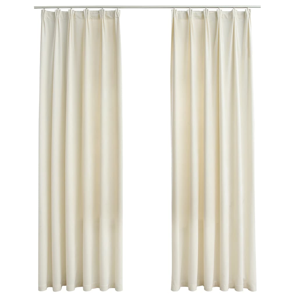 Tende Oscuranti con Ganci 2 pz Crema in Velluto 140x225 cm | homemem39