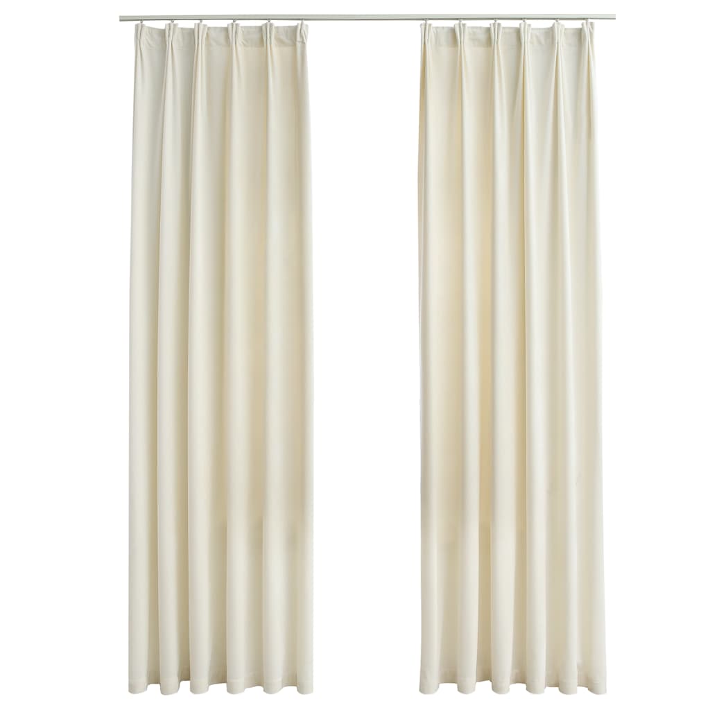 Tende Oscuranti con Ganci 2 pz Crema in Velluto 140x245 cm | homemem39