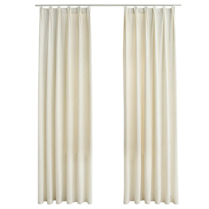 Tende Oscuranti con Ganci 2 pz Crema in Velluto 140x245 cm | homemem39