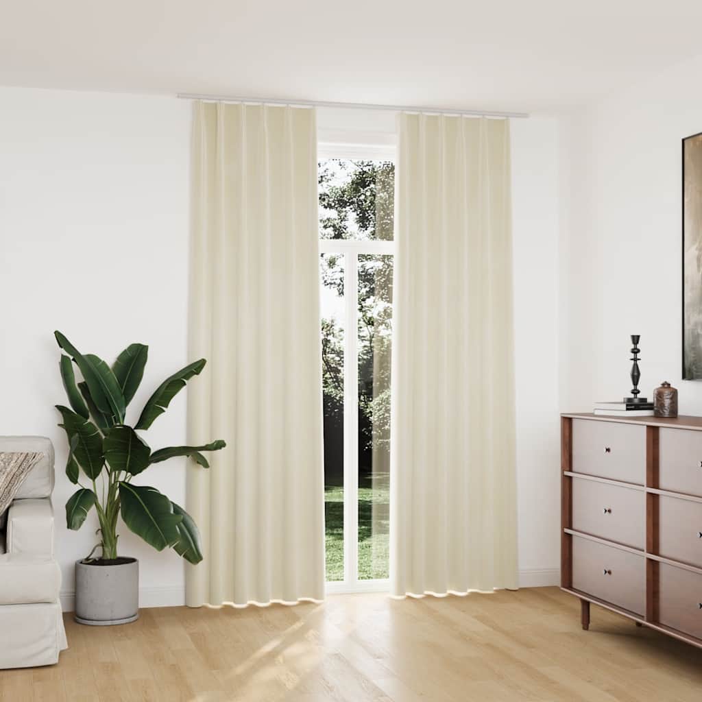 Tende Oscuranti con Ganci 2 pz Crema in Velluto 140x245 cm | homemem39