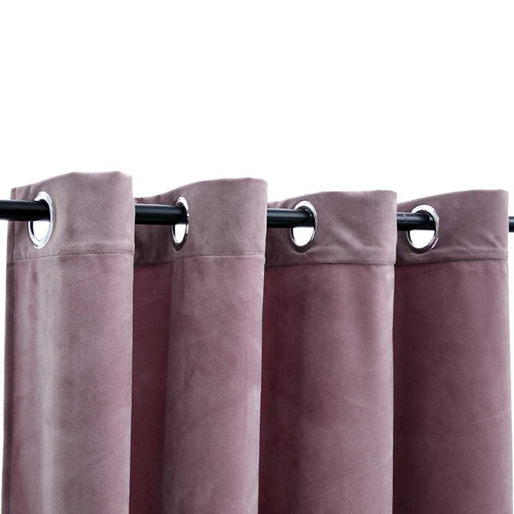 Tende Oscuranti con Anelli 2pz Rosa Antico in Velluto 140x175cm | homemem39