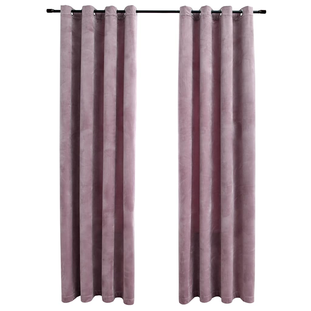 Tende Oscuranti con Anelli 2pz Rosa Antico in Velluto 140x225cm | homemem39