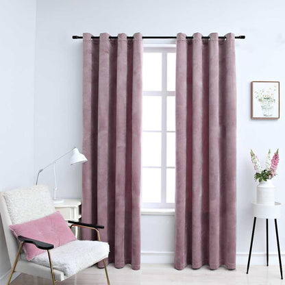 Tende Oscuranti con Anelli 2pz Rosa Antico in Velluto 140x225cm | homemem39