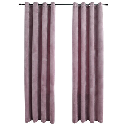 Tende Oscuranti con Anelli 2pz Rosa Antico in Velluto 140x245cm | homemem39