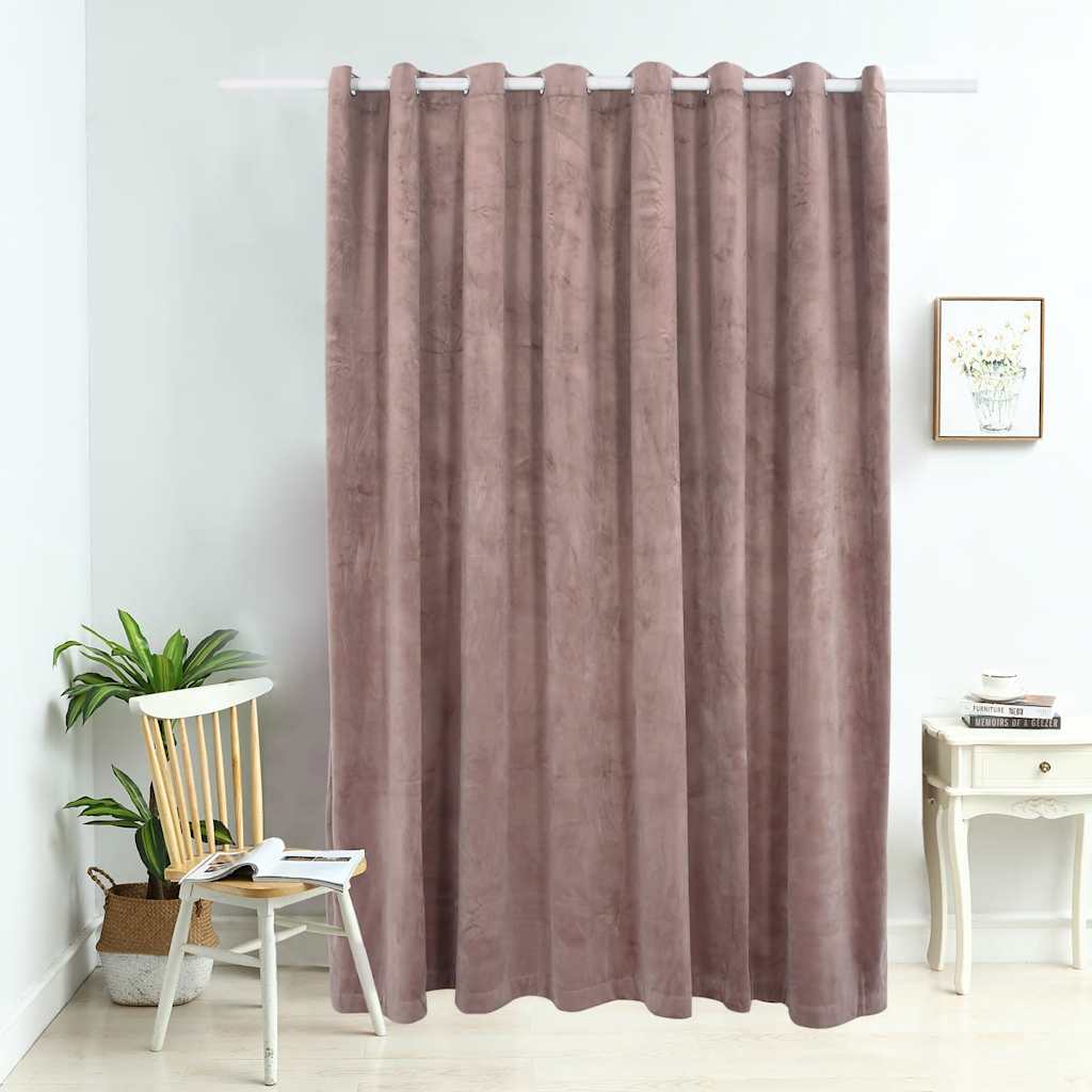 Tenda Oscurante Anelli in Metallo Velluto Rosa Antico 290x245cm | homemem39