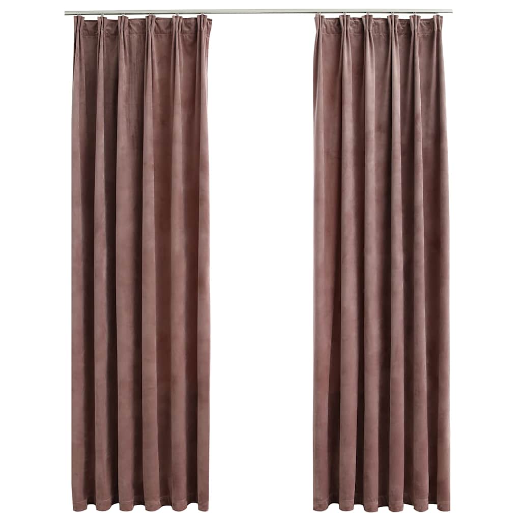 Tende Oscuranti con Ganci 2 pz Rosa Antico in Velluto 140x225cm