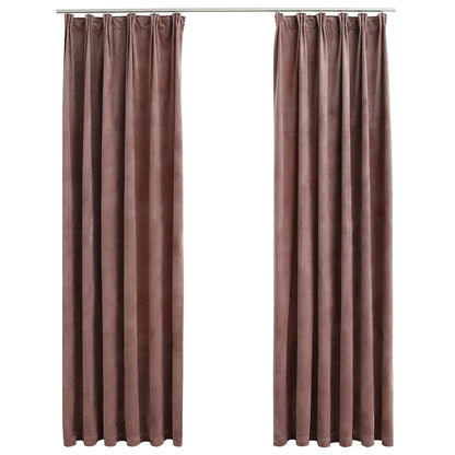 Tende Oscuranti con Ganci 2 pz Rosa Antico in Velluto 140x225cm