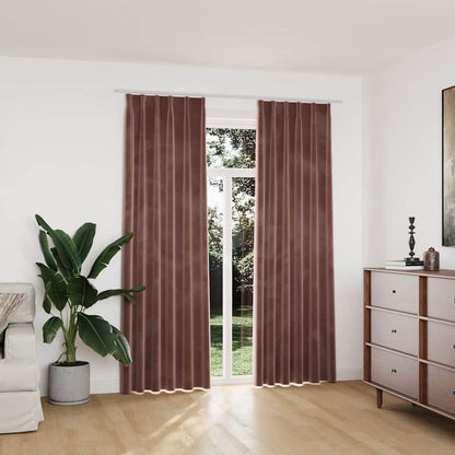 Tende Oscuranti con Ganci 2 pz Rosa Antico in Velluto 140x225cm