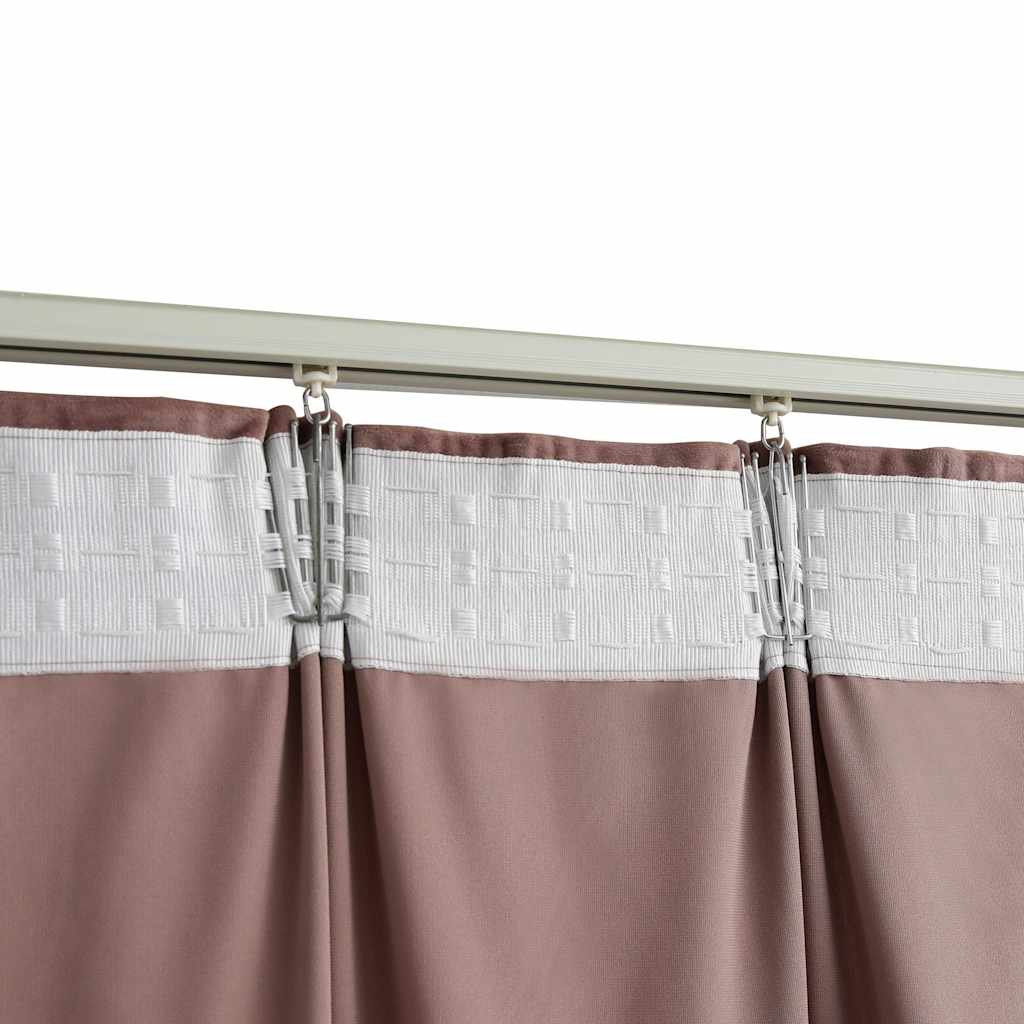 Tende Oscuranti con Ganci 2 pz Rosa Antico in Velluto 140x245cm