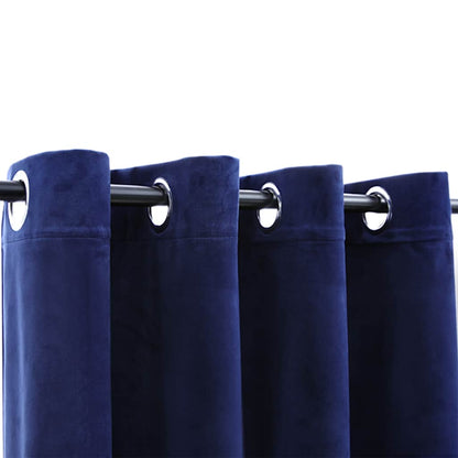 Tende Oscuranti con Anelli 2 pz Blu Scuro in Velluto 140x175 cm | homemem39