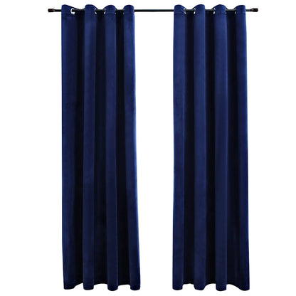 Tende Oscuranti con Anelli 2 pz Blu Scuro in Velluto 140x245 cm | homemem39