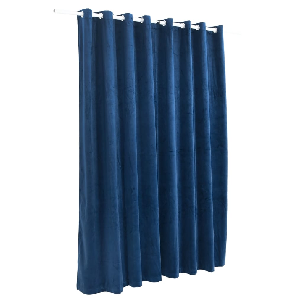 Tenda Oscurante Anelli in Metallo Velluto Blu Scuro 290x245 cm - homemem39