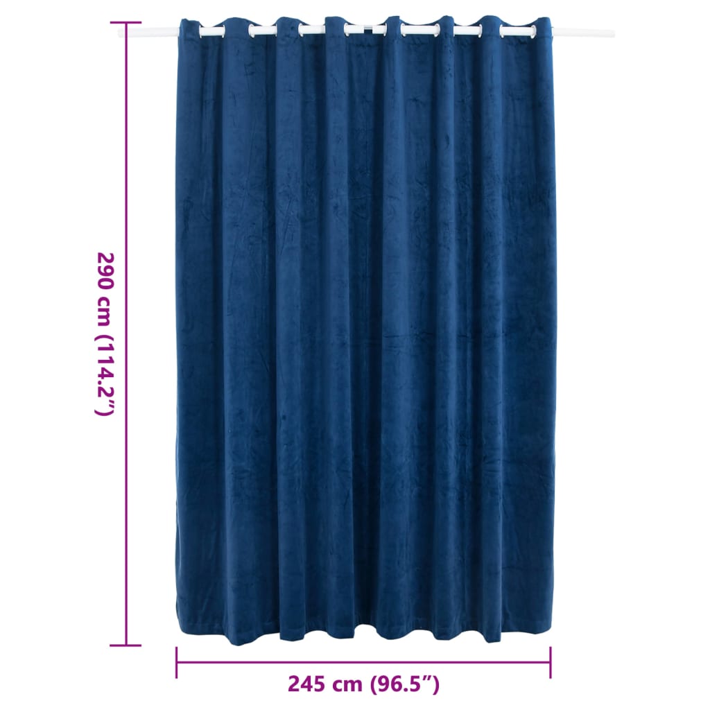 Tenda Oscurante Anelli in Metallo Velluto Blu Scuro 290x245 cm - homemem39