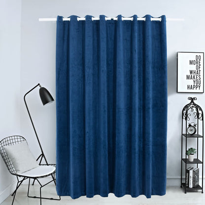 Tenda Oscurante Anelli in Metallo Velluto Blu Scuro 290x245 cm - homemem39