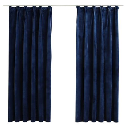 Tende Oscuranti con Ganci 2 pz Blu Scuro in Velluto 140x175 cm | homemem39