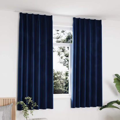 Tende Oscuranti con Ganci 2 pz Blu Scuro in Velluto 140x175 cm | homemem39