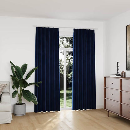 Tende Oscuranti con Ganci 2 pz Blu Scuro in Velluto 140x225 cm | homemem39